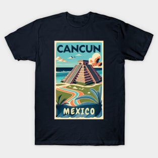 A Vintage Travel Art of Cancun - Mexico T-Shirt